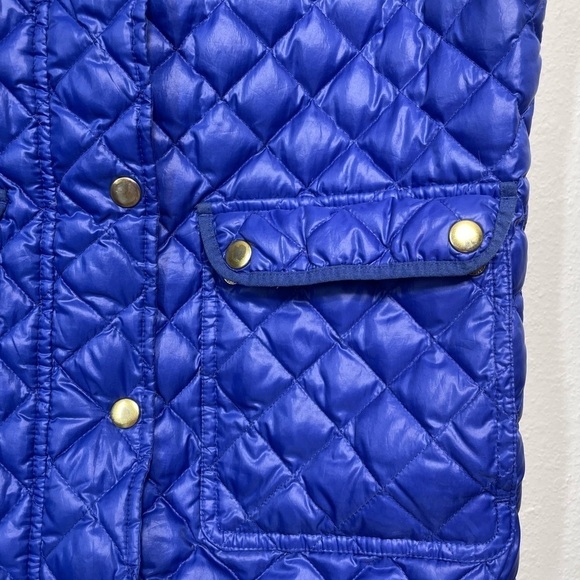 J Crew Shiny Quilted Field Puffer Down Vest C9300 Blue XS P636 - Picture 6 of 9
